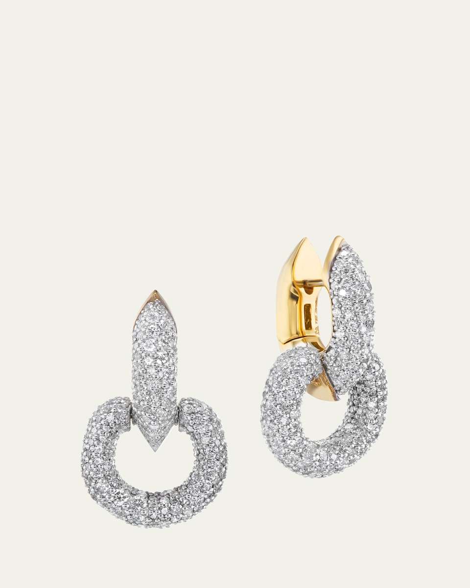 18K Yellow Gold Shard Diamond Huggie Hoop Earrings